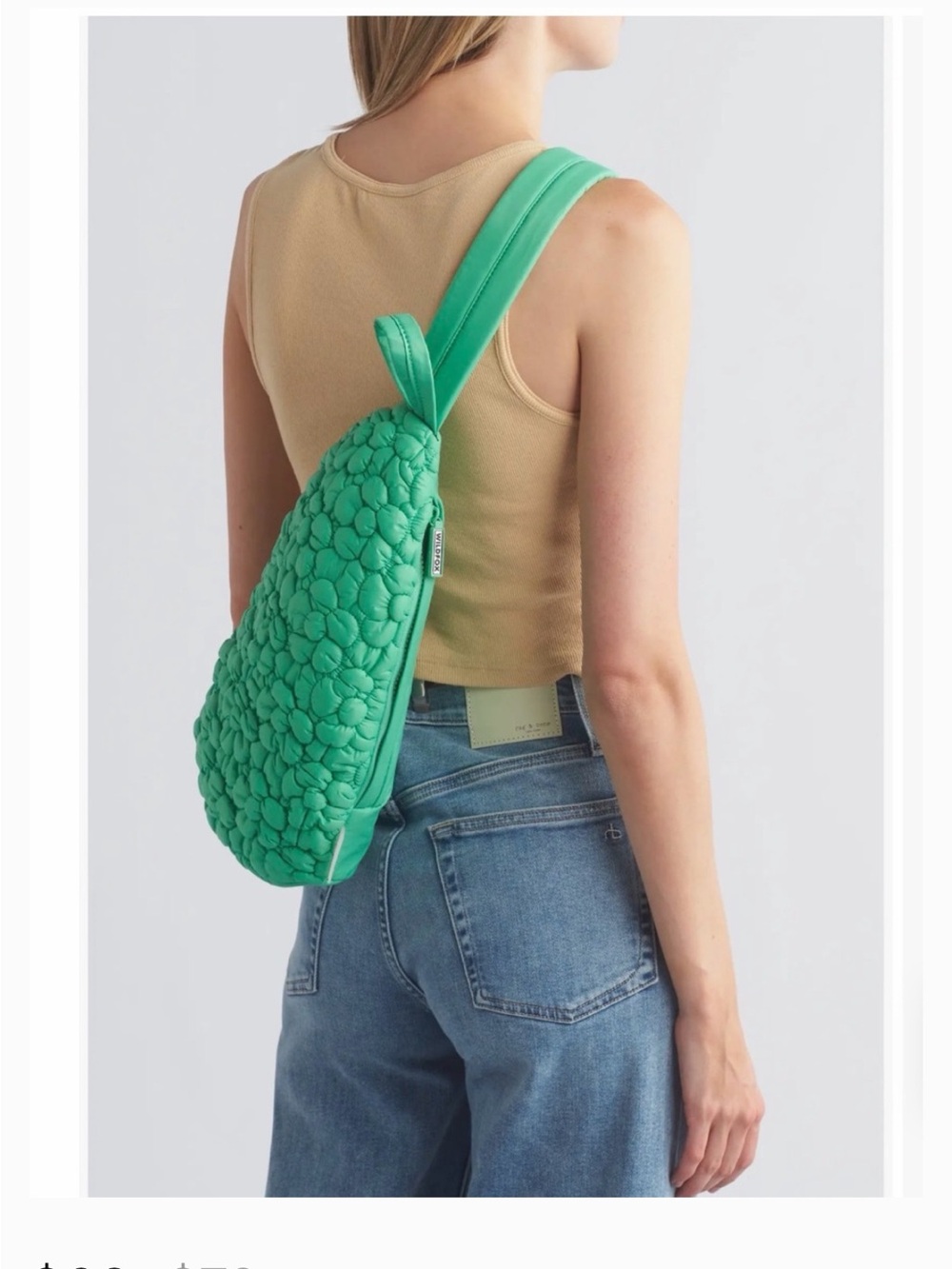 Wildfox Green Quilted Floral Sling Bag